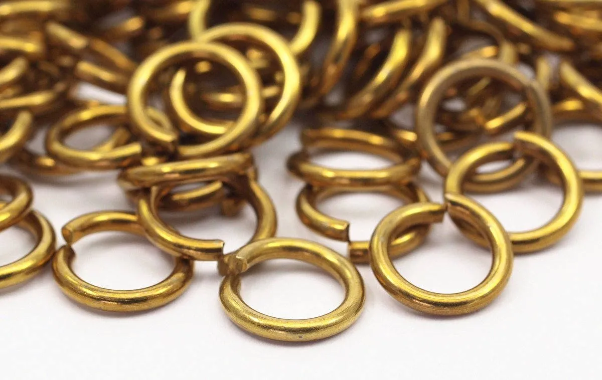 10mm Jump Rings - 100 Raw Brass Jump Rings 10x1.5 Mm D0231