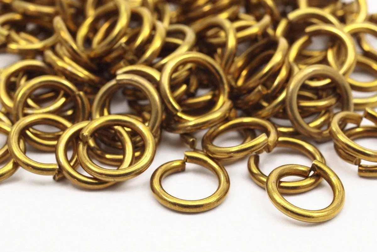 10mm Jump Rings - 100 Raw Brass Jump Rings 10x1.5 Mm D0231