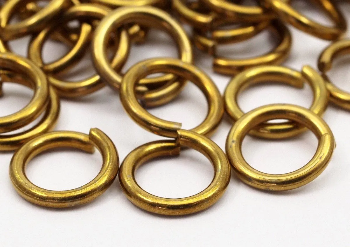 10mm Jump Rings - 100 Raw Brass Jump Rings 10x1.5 Mm D0231