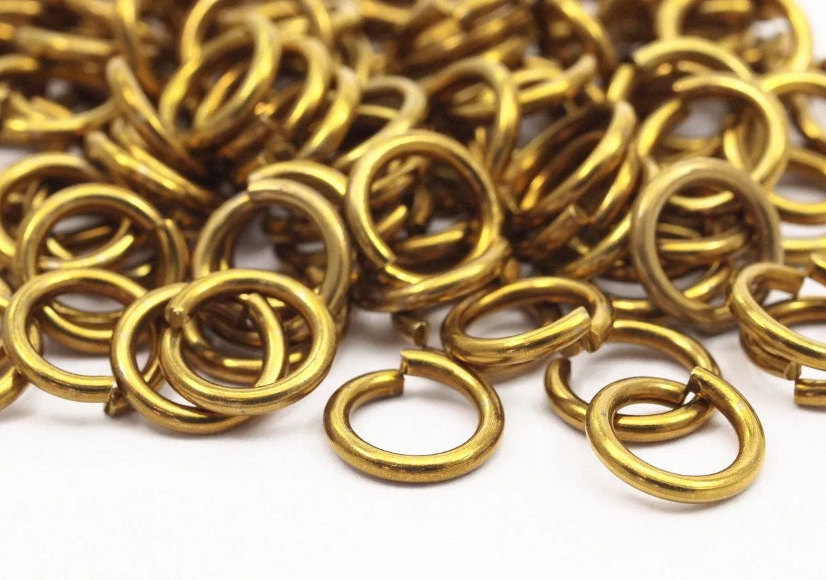 10mm Jump Rings - 100 Raw Brass Jump Rings 10x1.5 Mm D0231