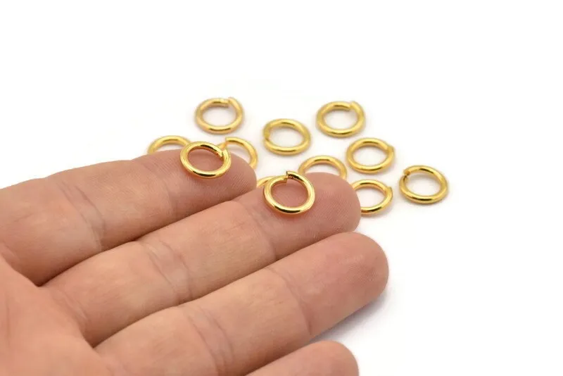 10mm Jump Rings, 12 Gold Plated Brass Jump Rings (10x1.5mm) D0231 Q0459