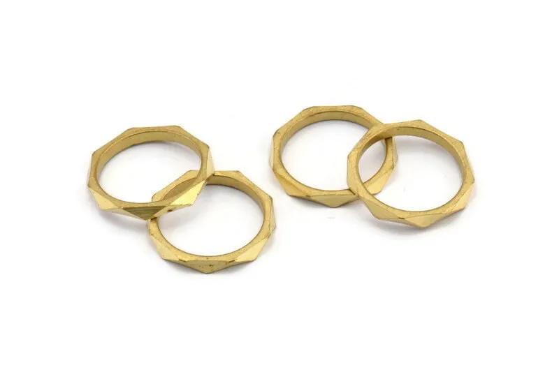 15mm Brass Rings -12 Raw Brass Faceted Rings, Connector (15mm) N0498