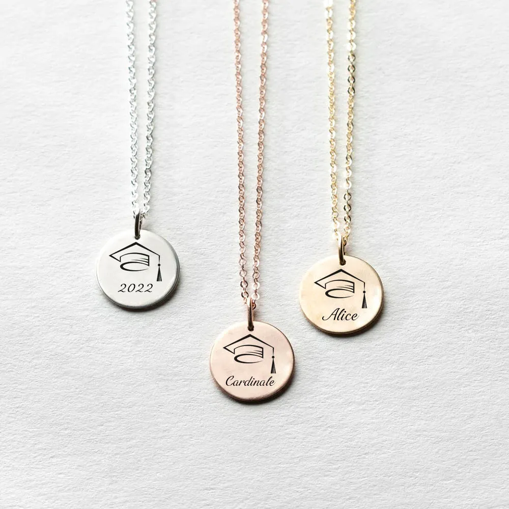 925 Silver Graduation Necklace Bachelor Cap  Necklace  Graduation Gift Name Necklace