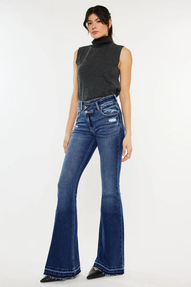 Amaya High Rise Crossover Flare Jeans