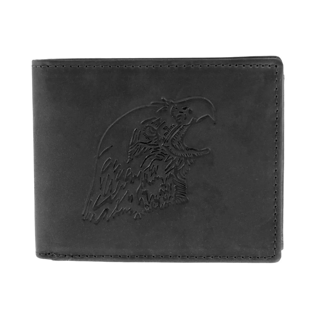 American Bison Men's Leather Eagle Embossed Bifold Wallet