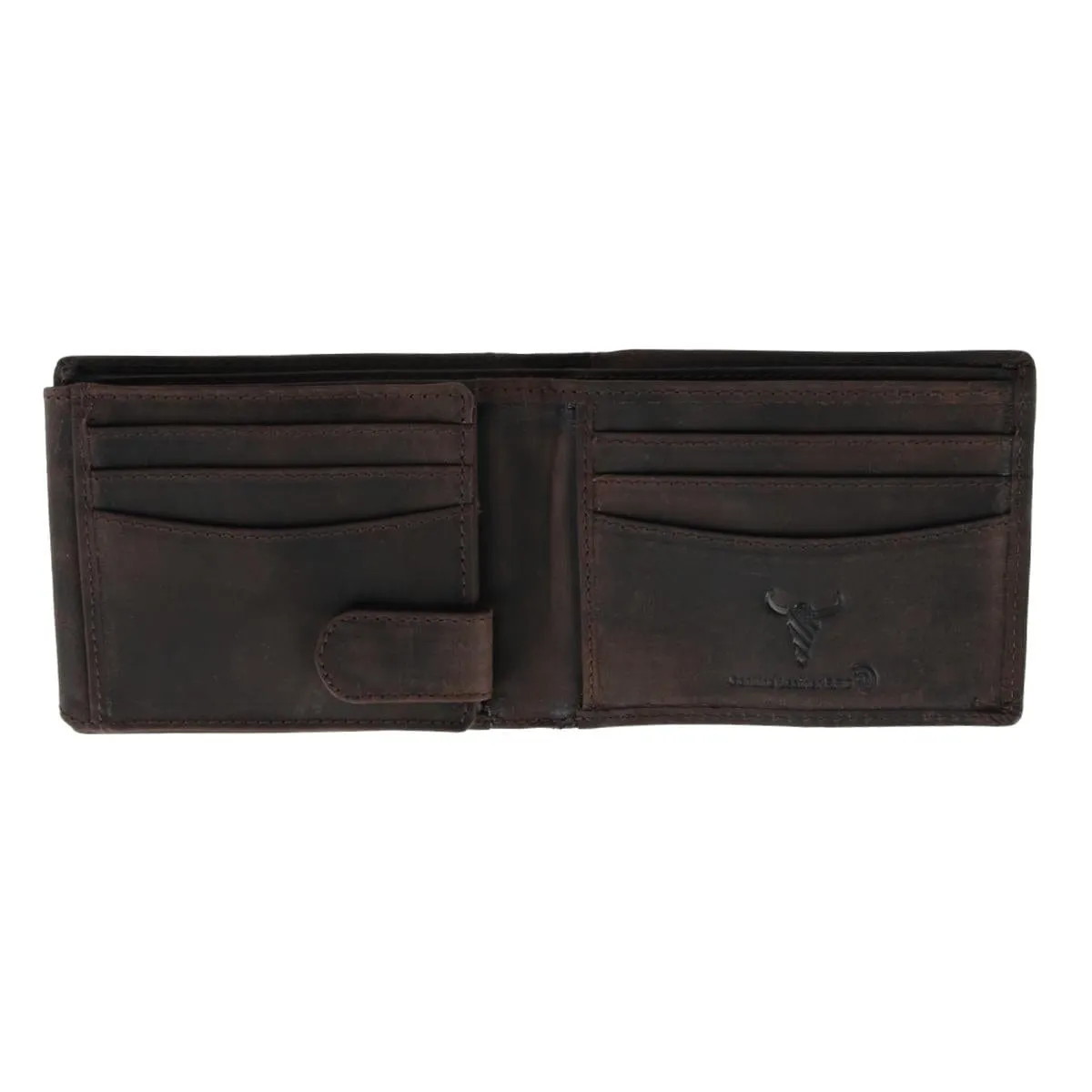 American Bison Men's Leather Eagle Embossed Bifold Wallet