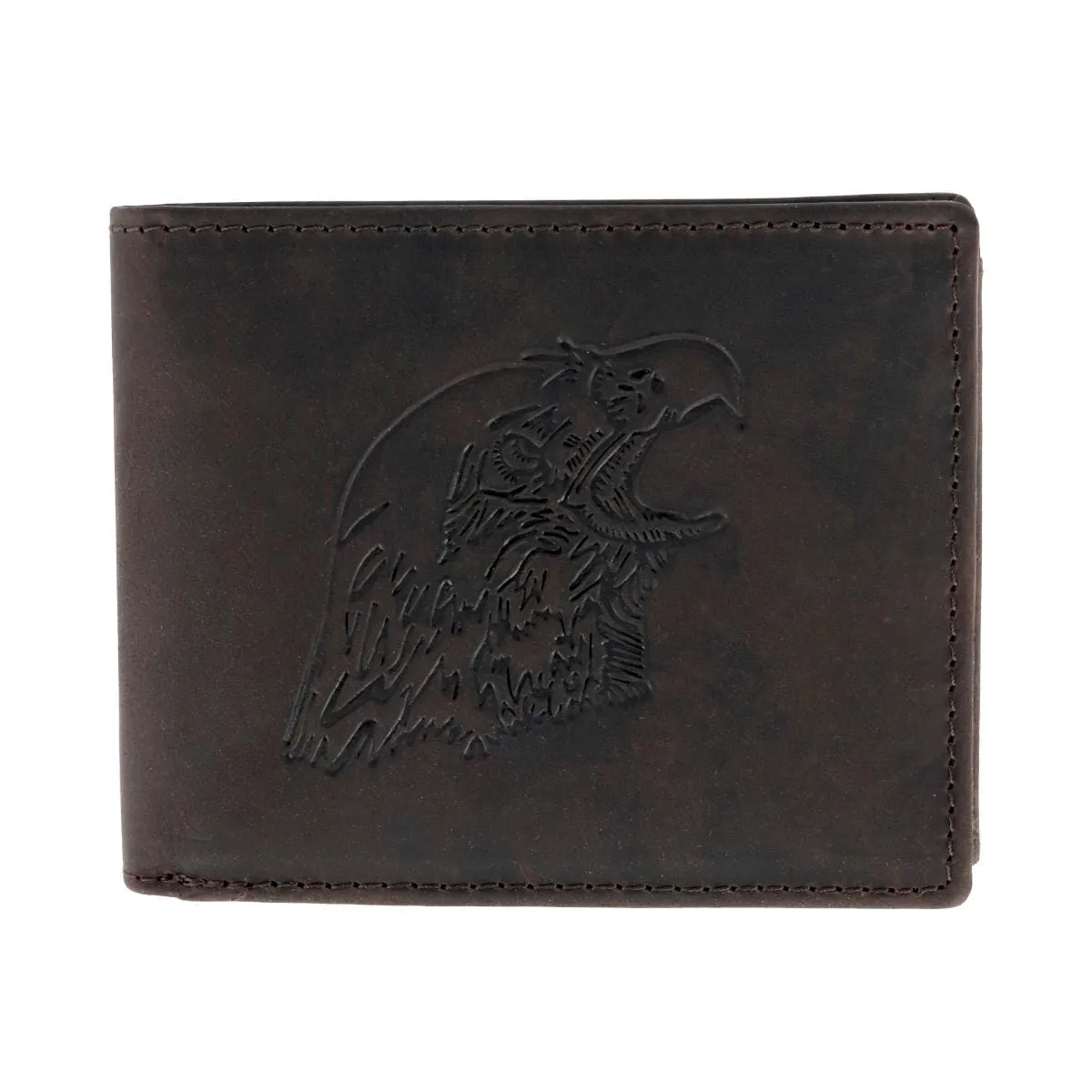 American Bison Men's Leather Eagle Embossed Bifold Wallet