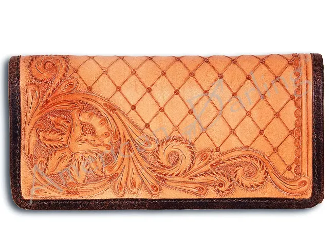 American Darling Wyoming Tooled Leather Wallet - Tan