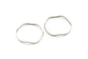 Antique Silver Circle Rings, 24 Antique Silver Plated Brass Wavy Circle Rings, Charms (19.5x0.8mm) BS 1806 H0556