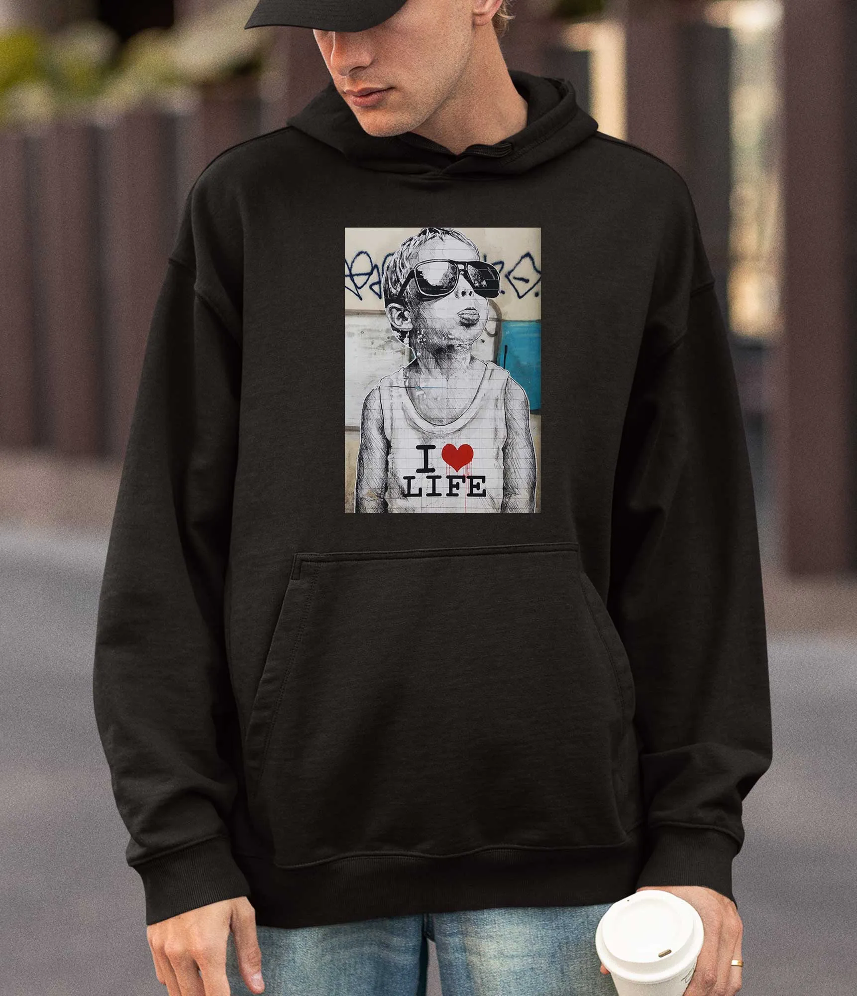 Banksy Hoodie - I Love Life