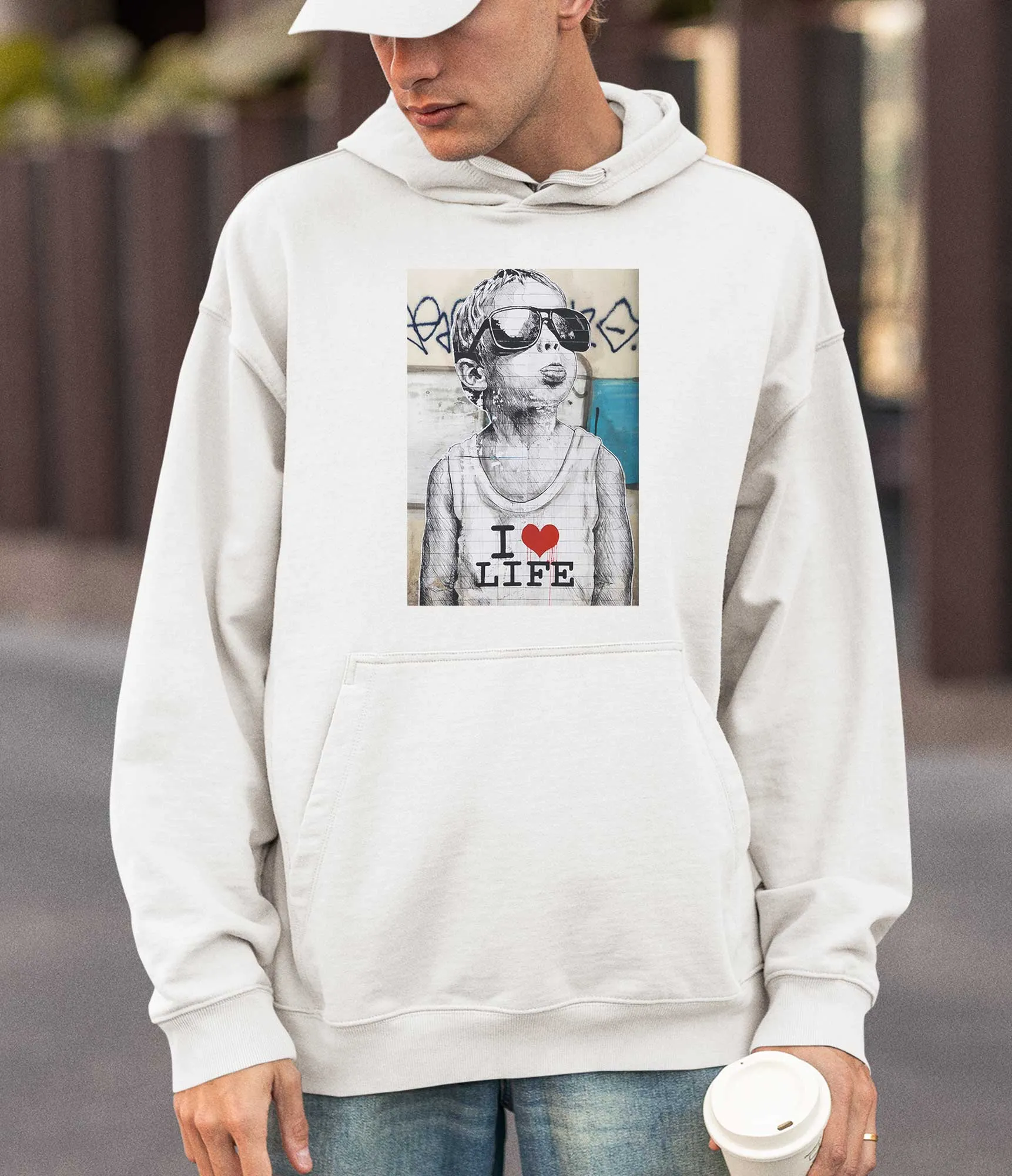 Banksy Hoodie - I Love Life