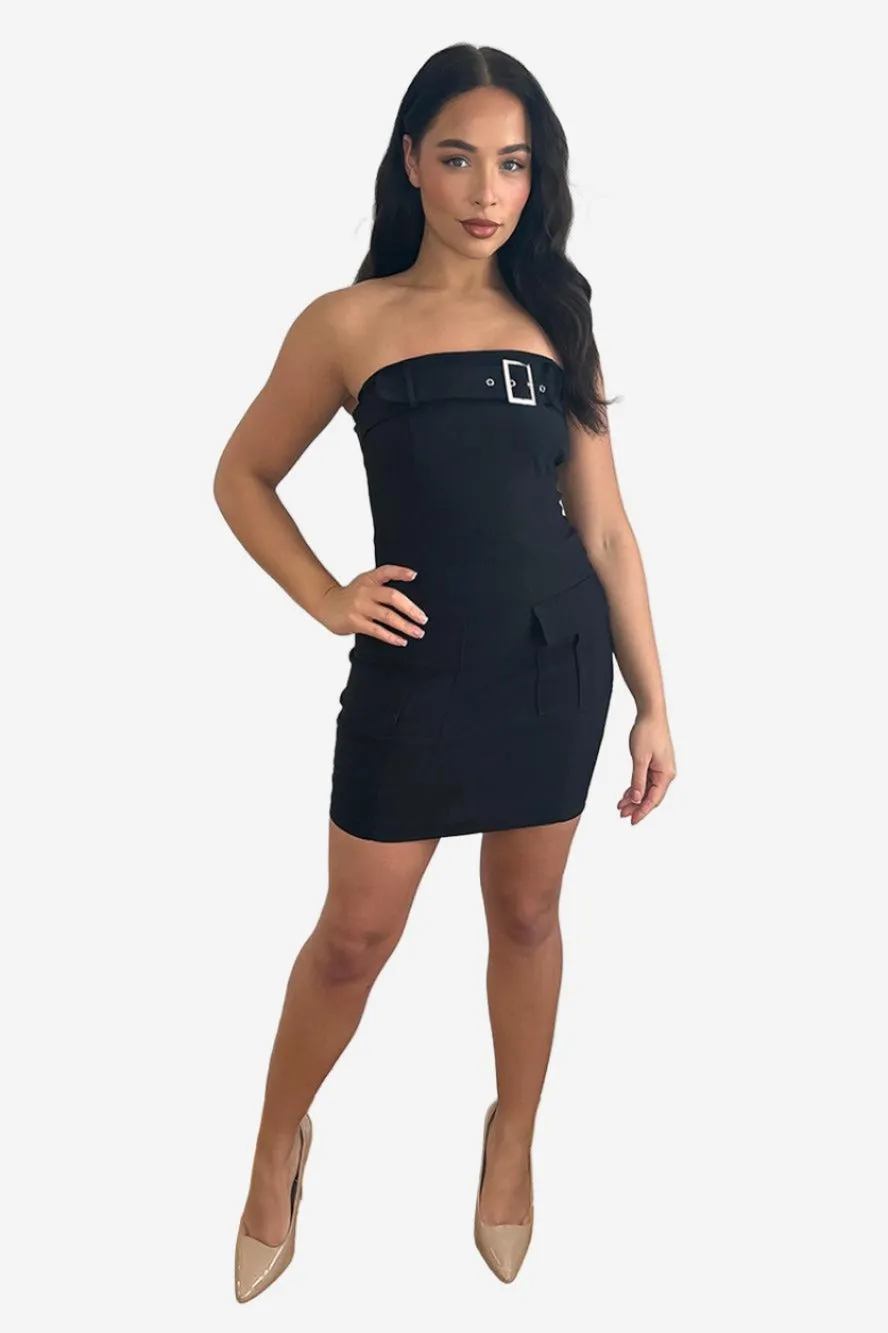 Belted Boobtube Cargo Mini Dress