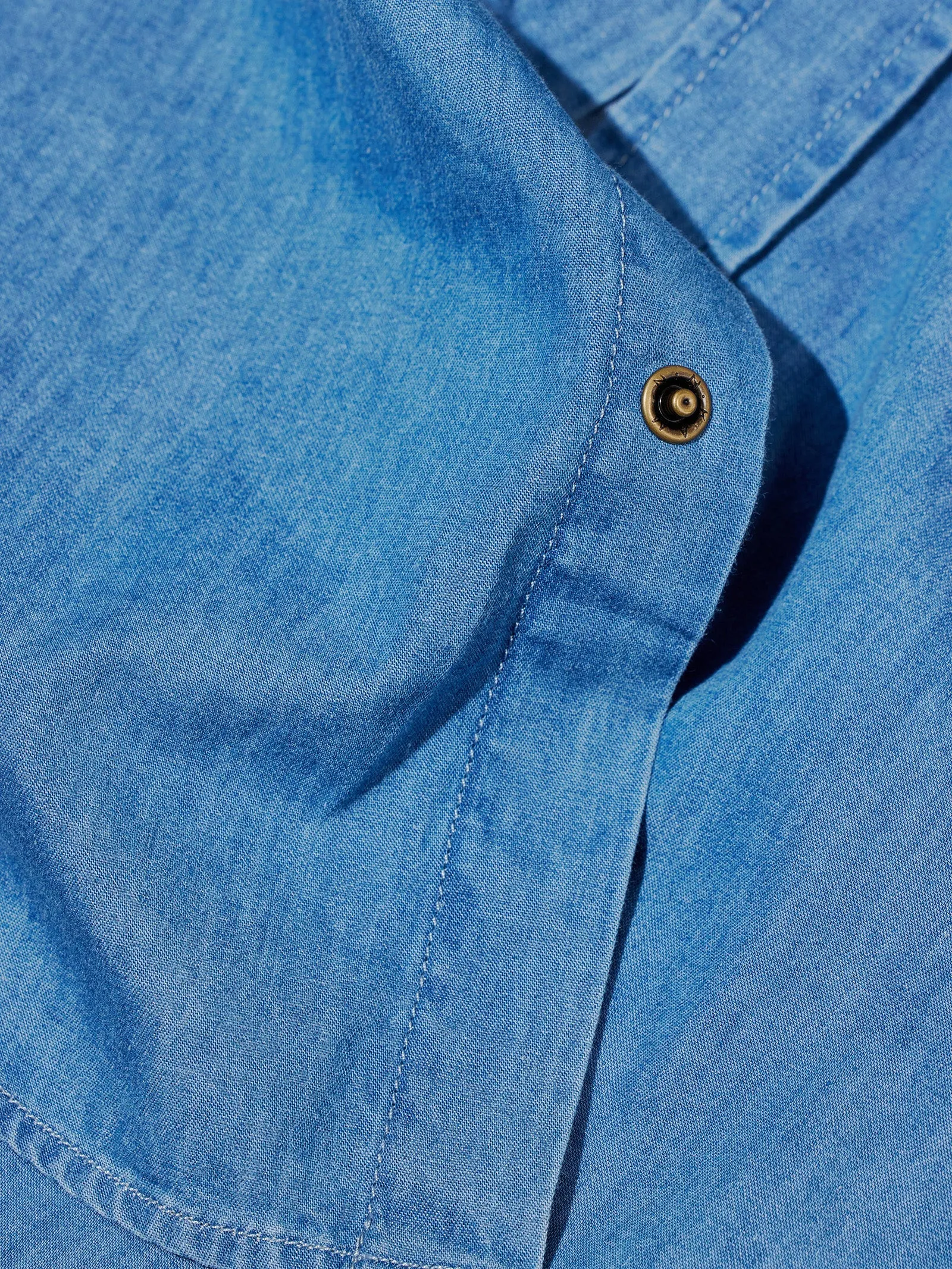 Blue Silky Denim Cargo Shirt