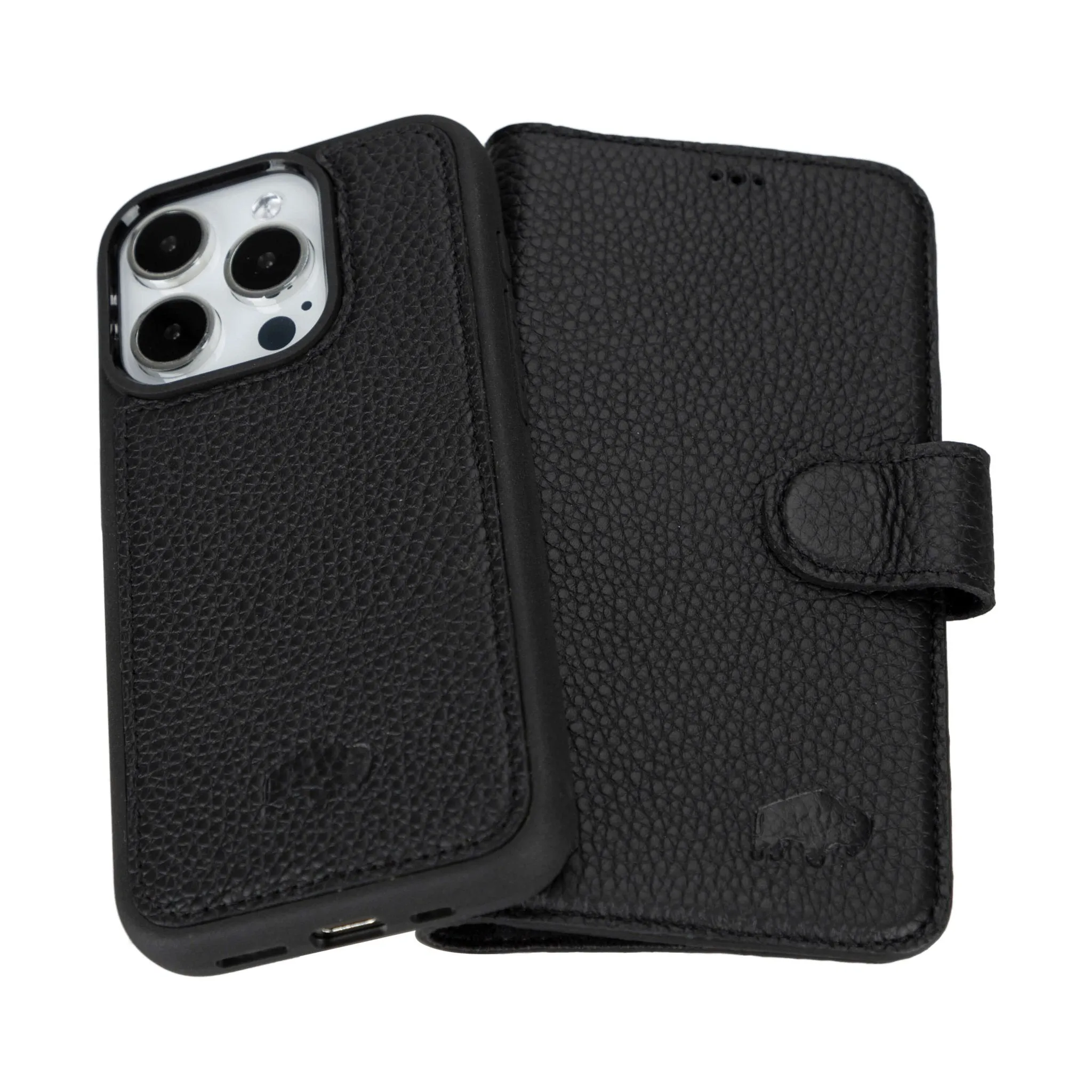 Carter iPhone 16 Pro Wallet Case, Pebble Black