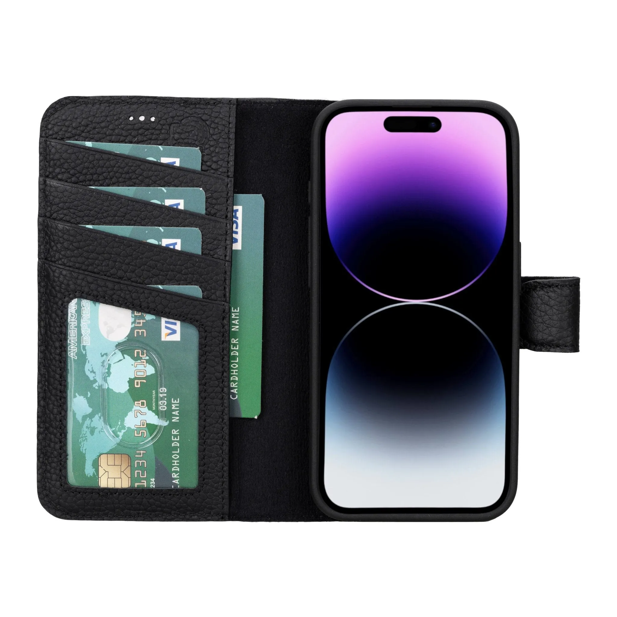 Carter iPhone 16 Pro Wallet Case, Pebble Black