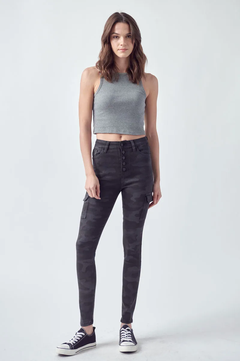 Clementine High Rise Coated Super Skinny Jeans