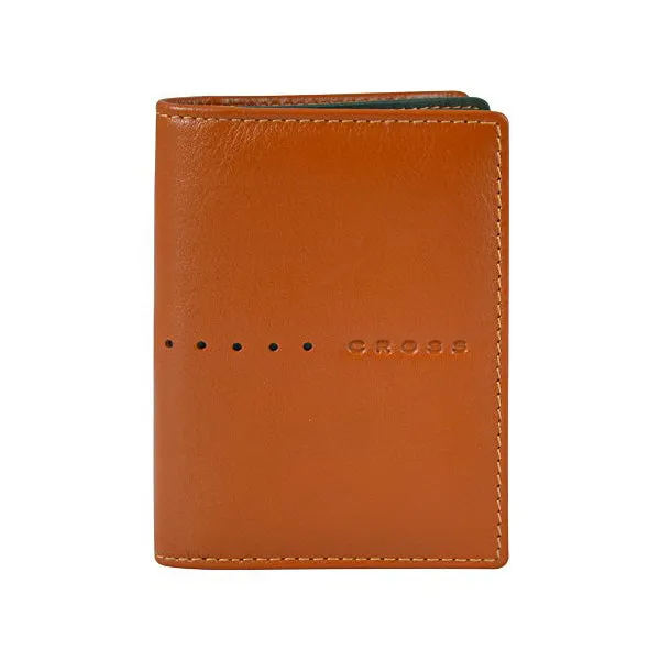 Cross Folded Id Card Case Tan/Deepgreen 5435