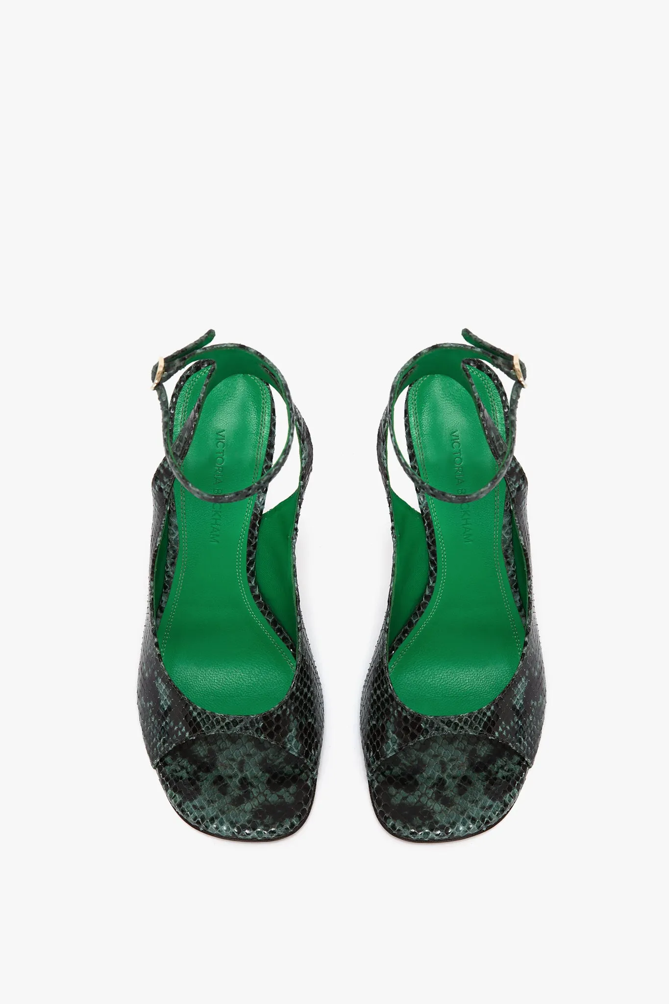 Dawn Sandal in Petrol Green Printed Snakeskin