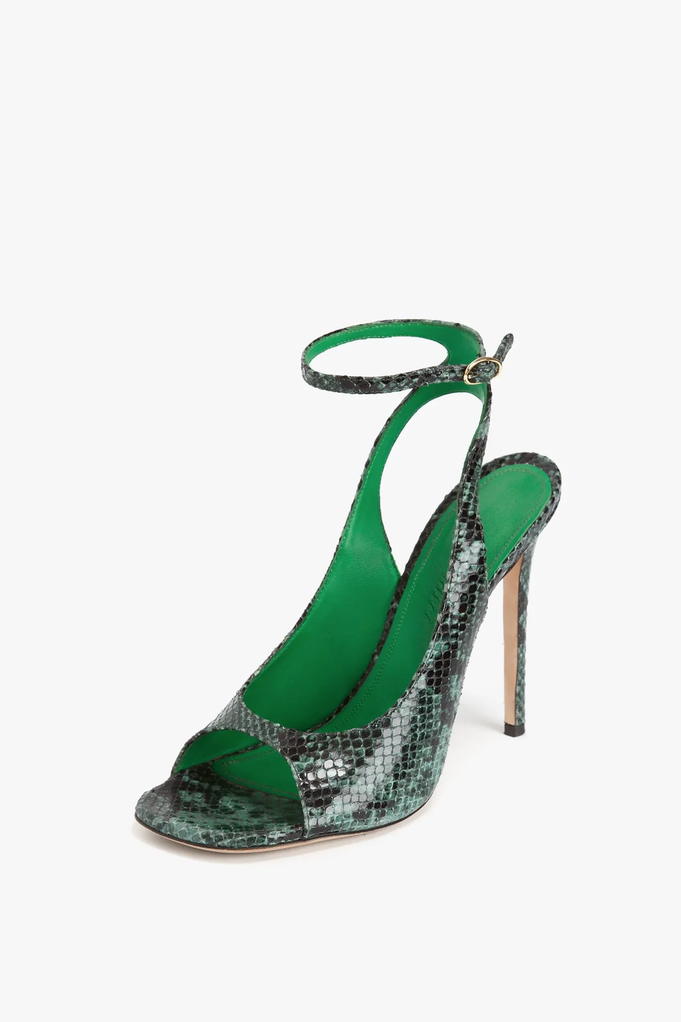 Dawn Sandal in Petrol Green Printed Snakeskin