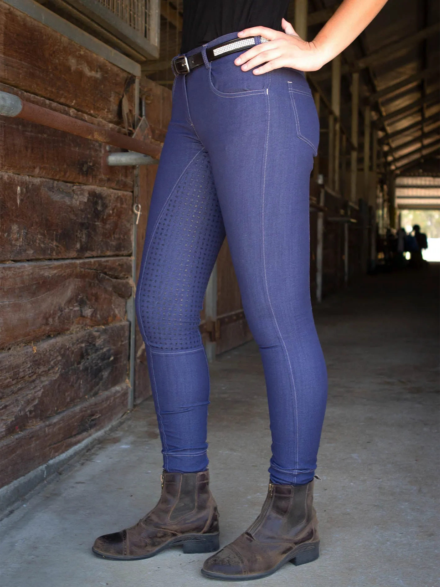 Denim Jodhpurs with Silicone seat Classic Jeans pockets