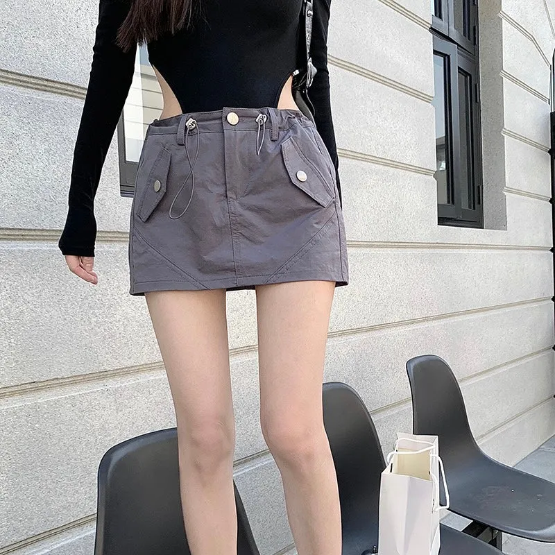 Drawstring Cargo Skirt