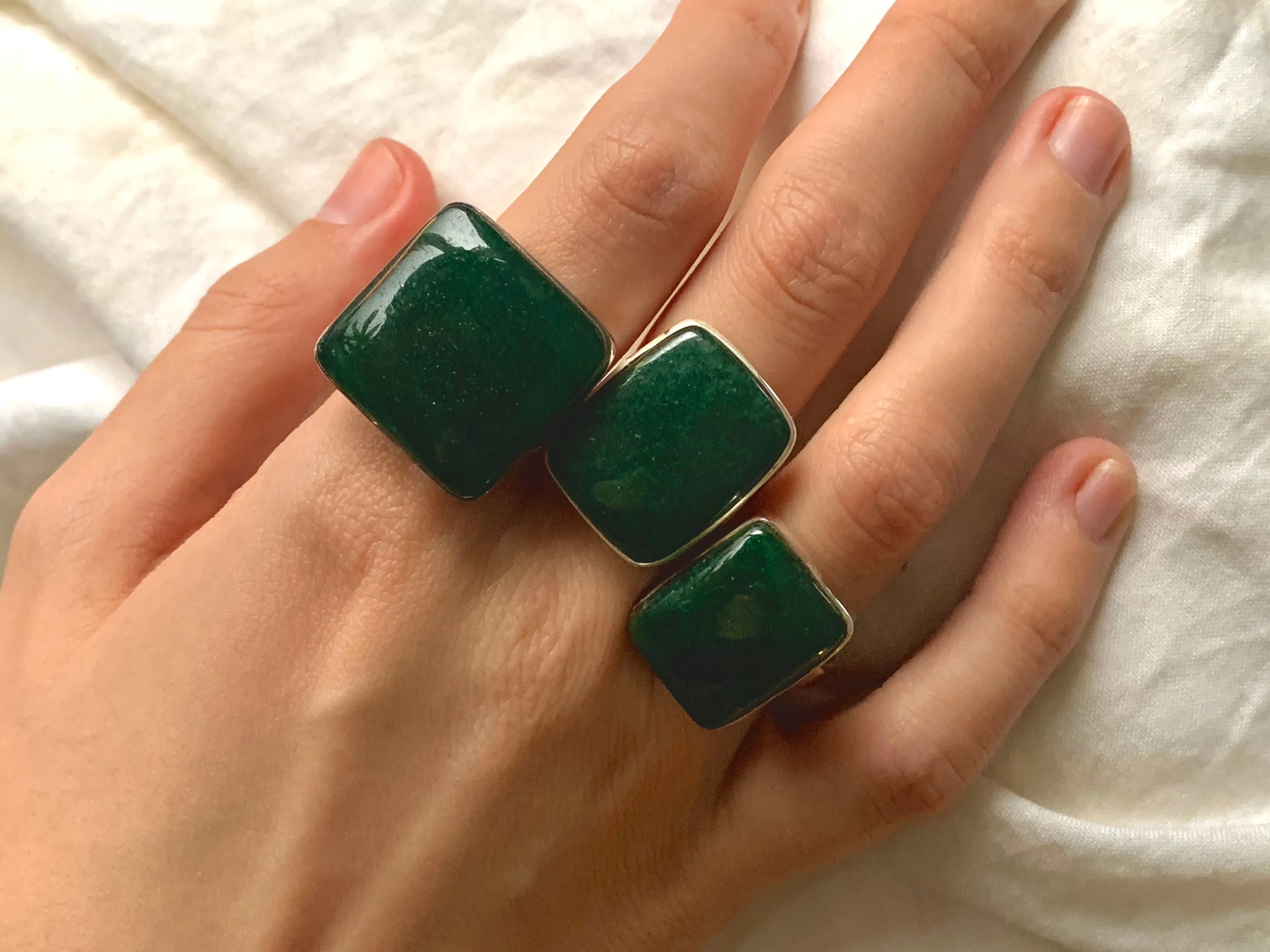 Green Aventurine Akoni Rings - Square