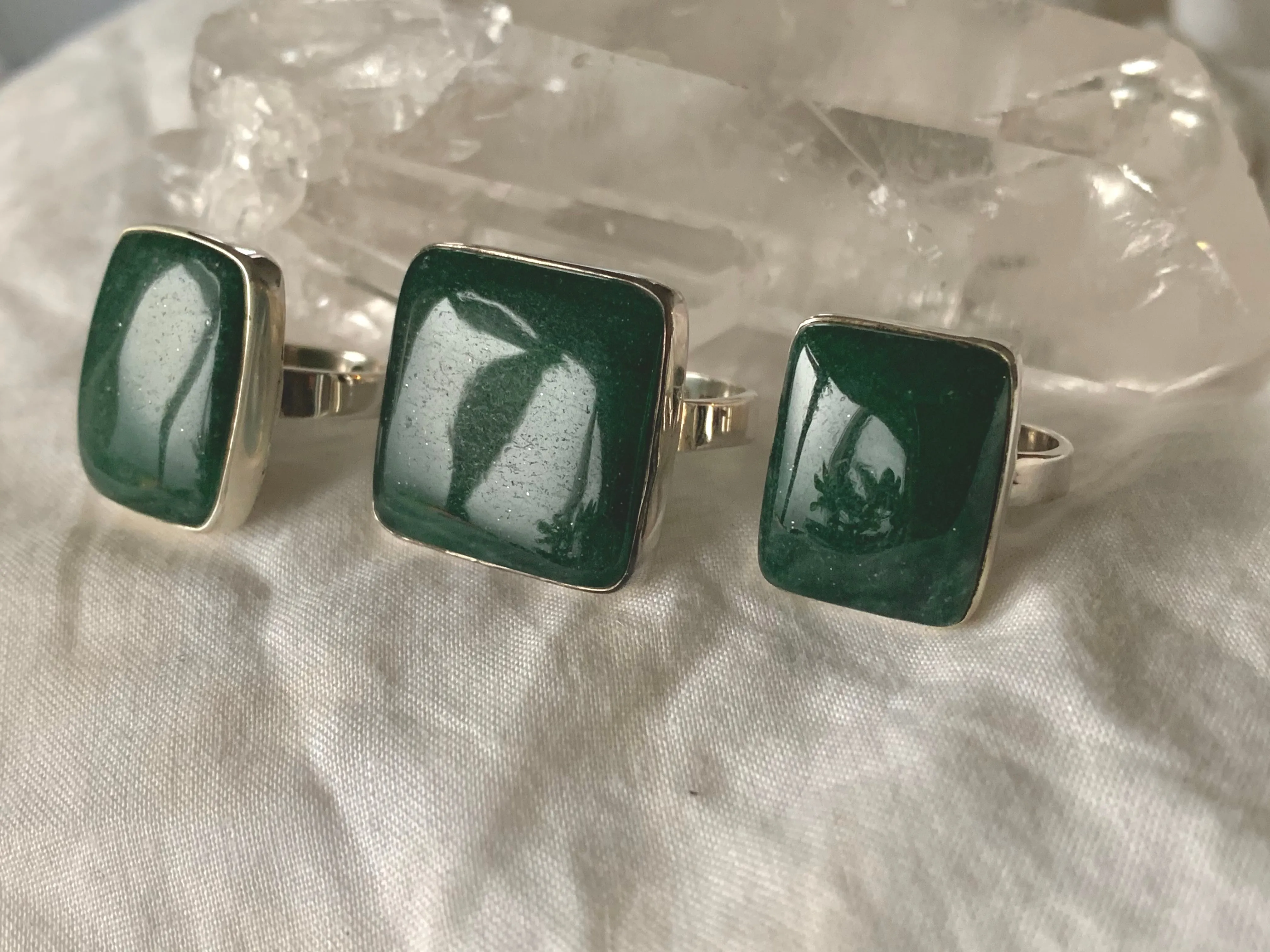 Green Aventurine Akoni Rings - Square