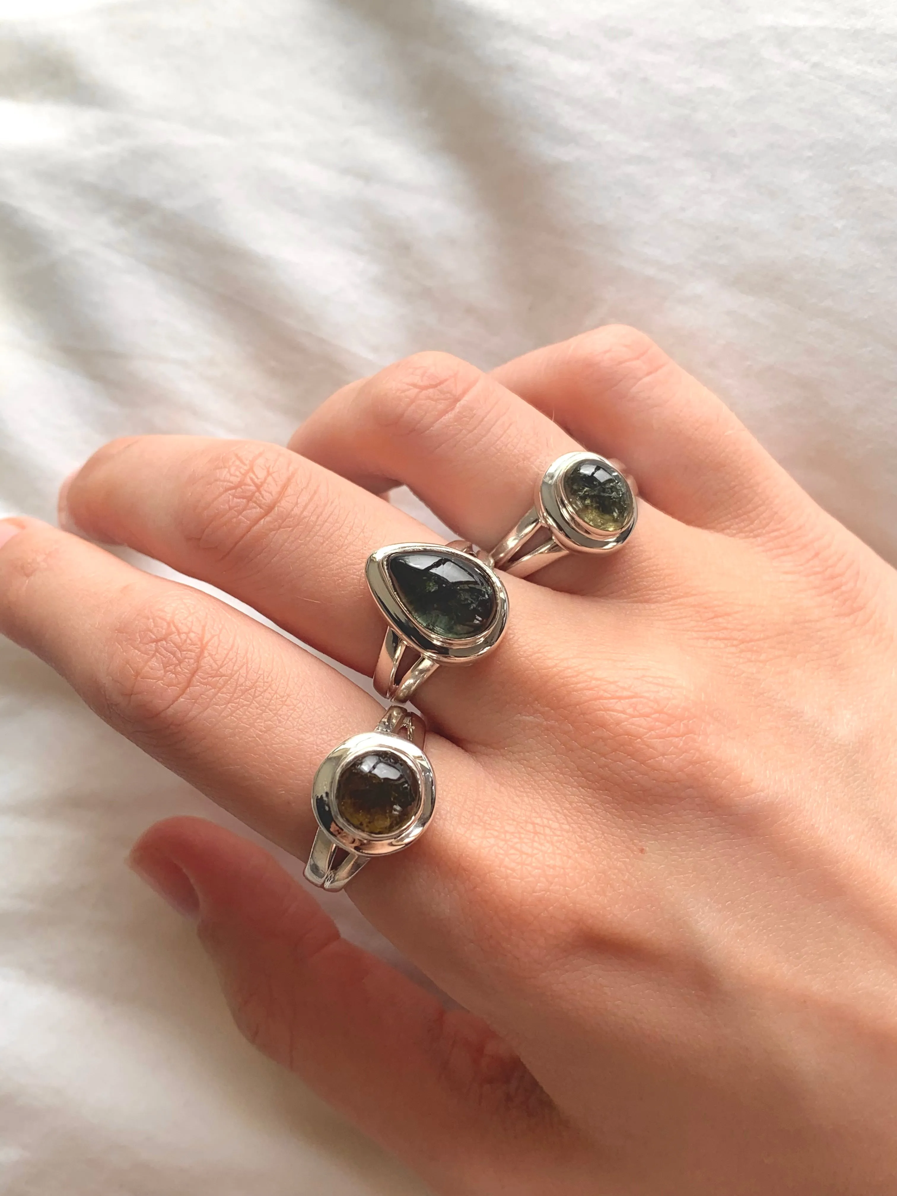 Green Tourmaline Ansley Rings - Mixed Small