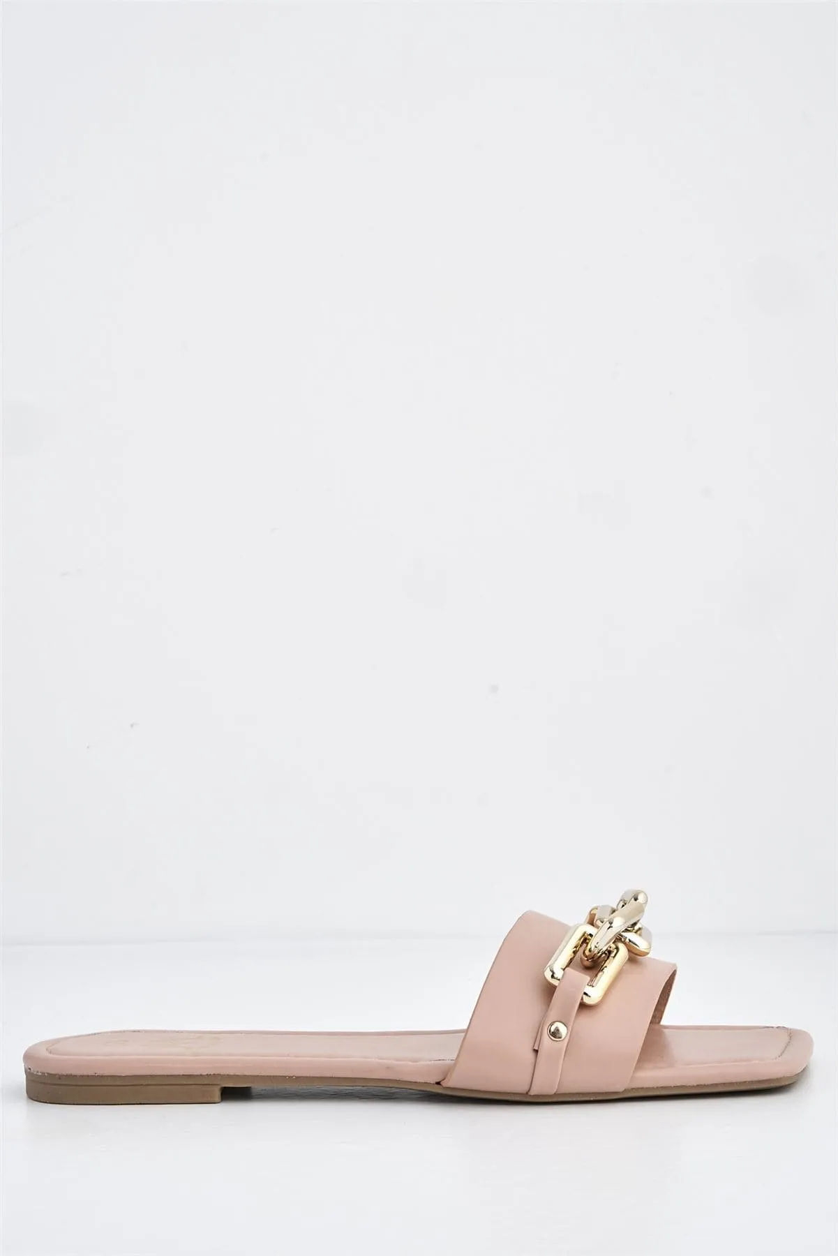 Harlow Statement Chain Flat Sandal in Pink