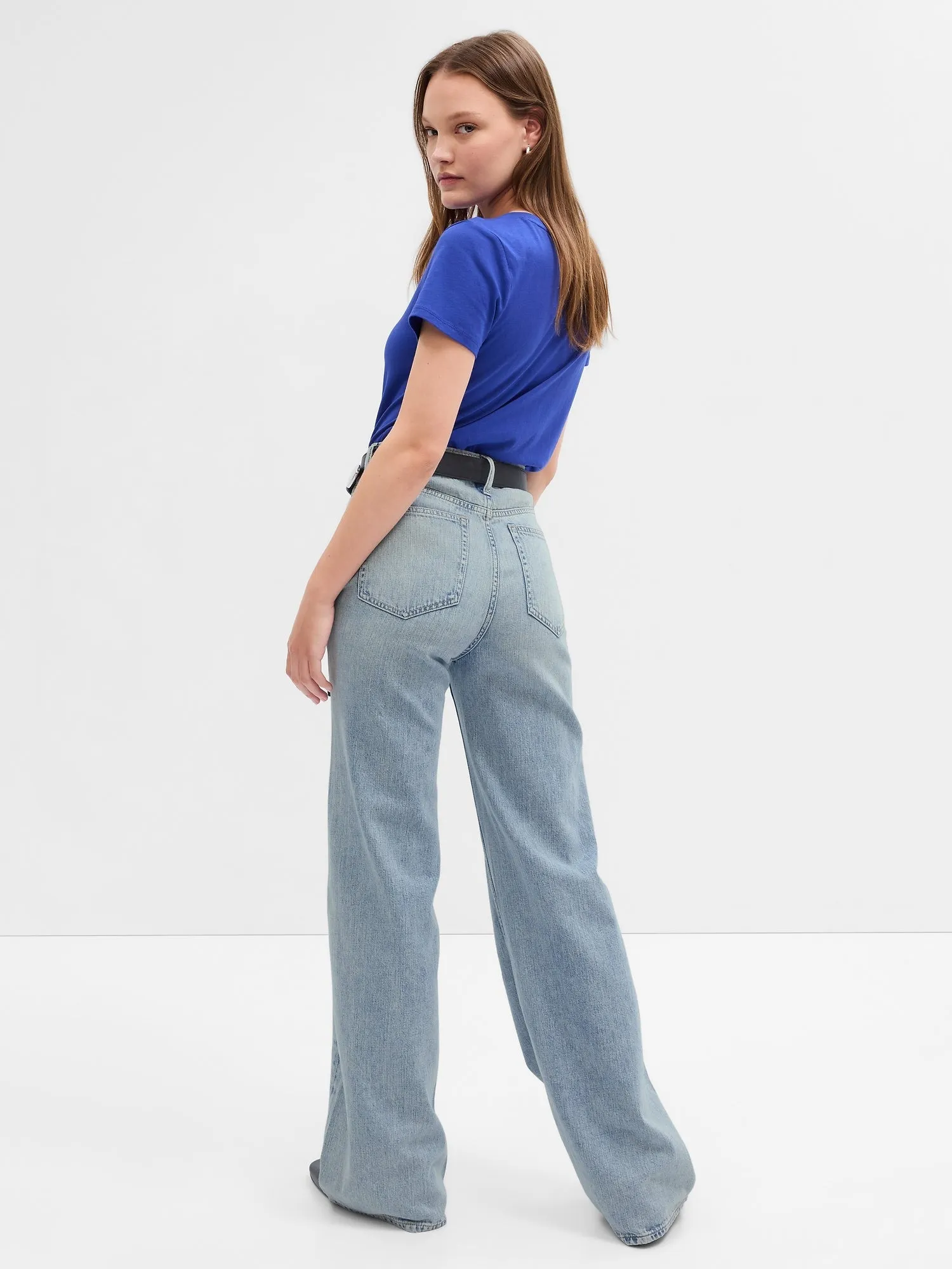 High Rise Wide-Leg Jeans with Washwell