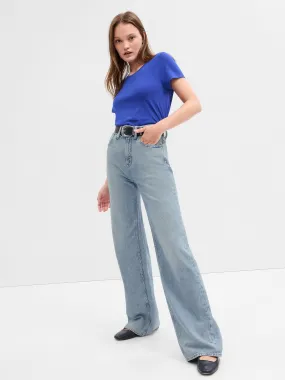 High Rise Wide-Leg Jeans with Washwell