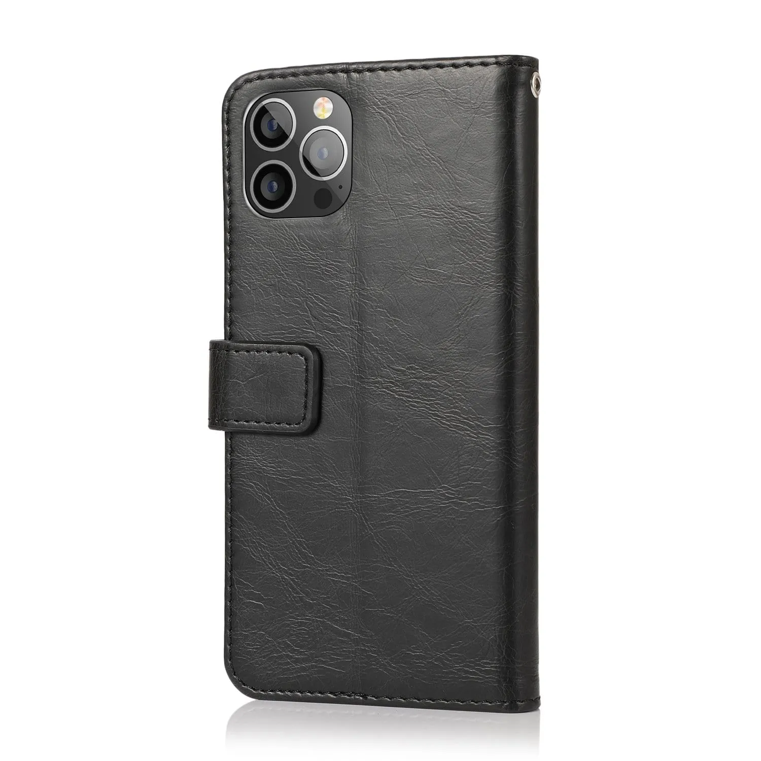 Indy Series Black Leather Wallet Case - iPhone 13 Pro Max