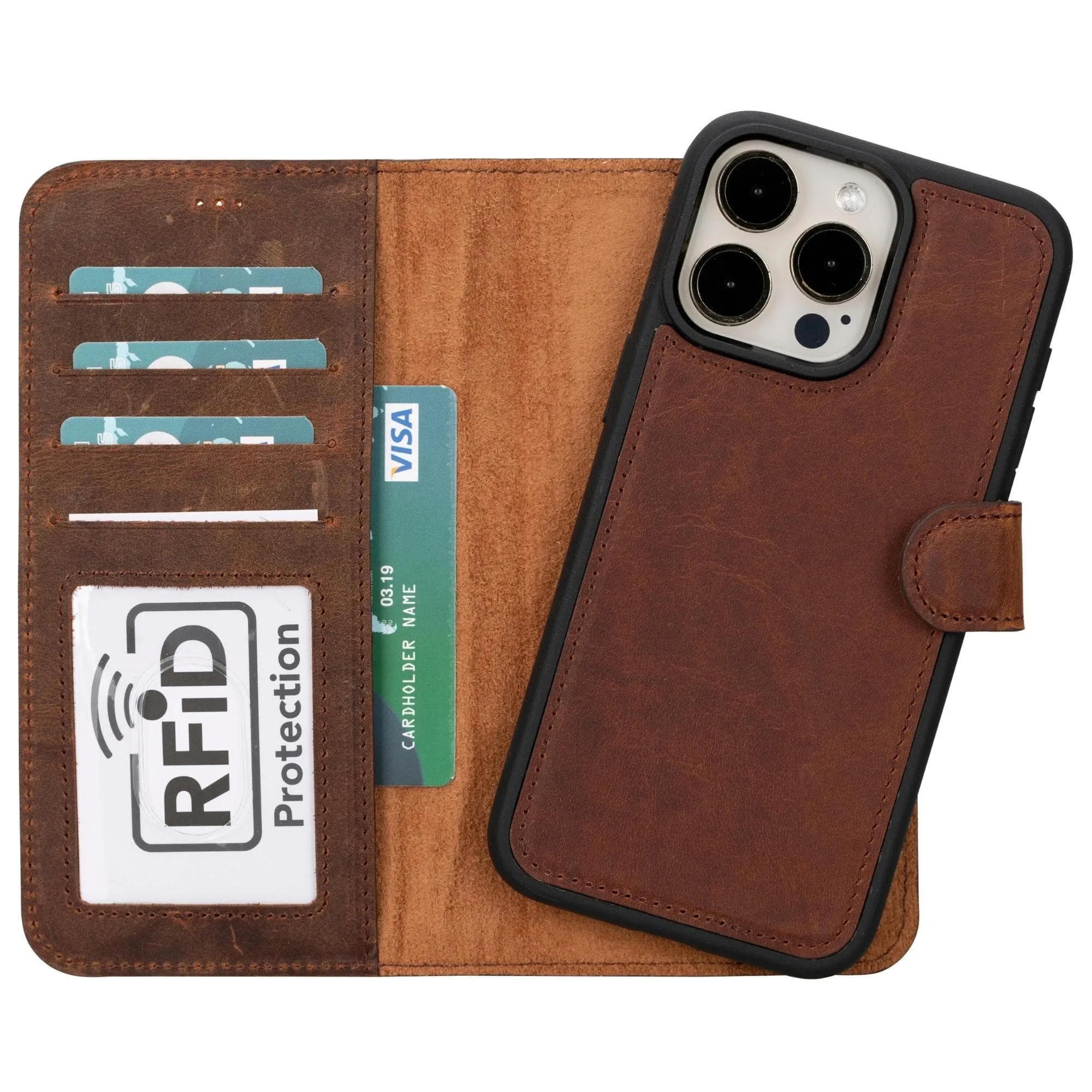 iPhone 15 Series Detachable Leather Wallet Case