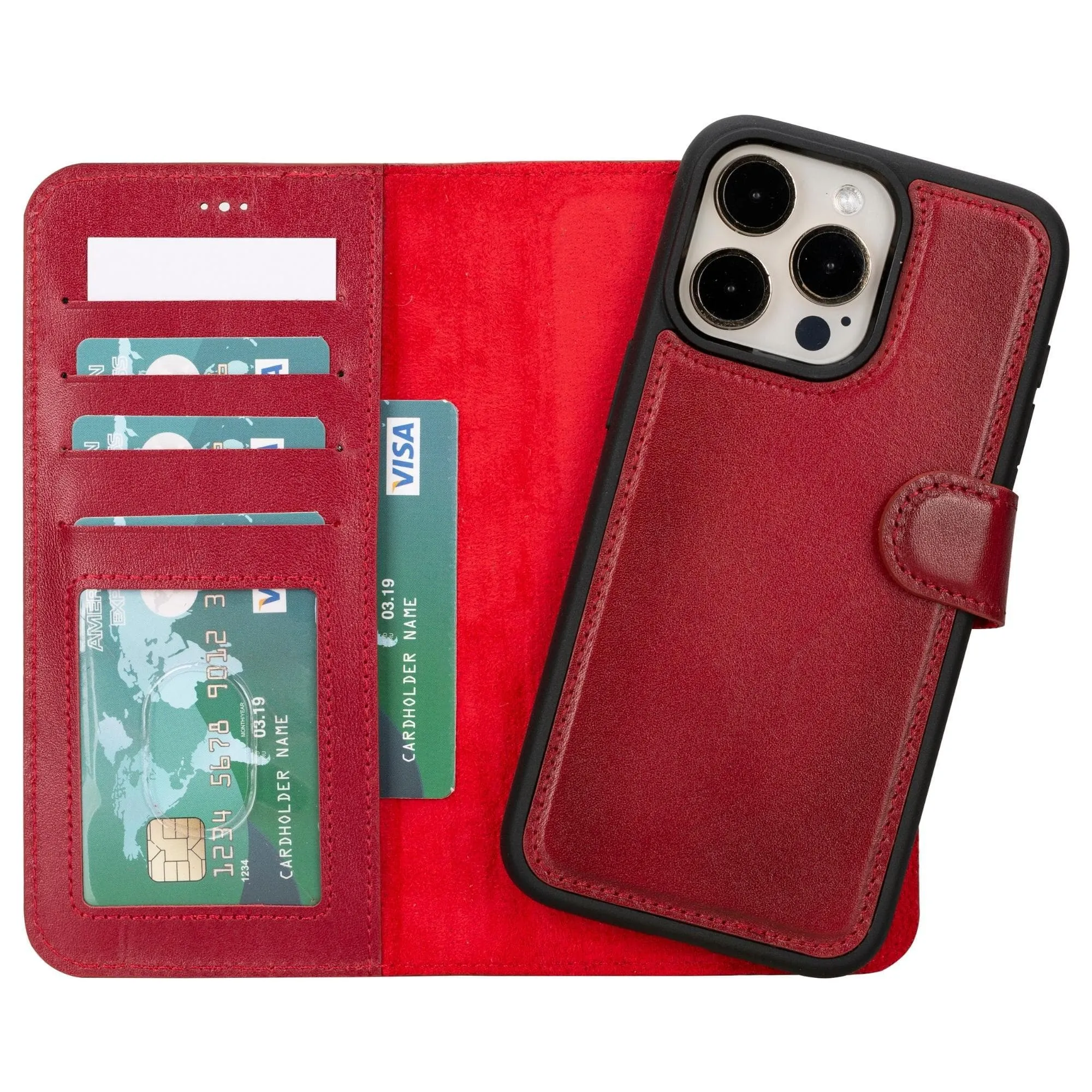 iPhone 15 Series Detachable Leather Wallet Case