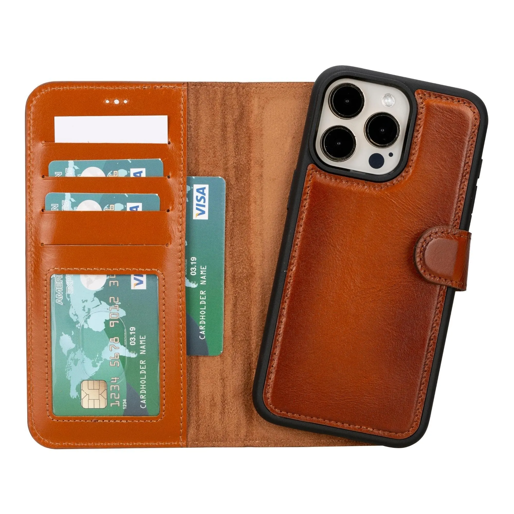 iPhone 15 Series Detachable Leather Wallet Case