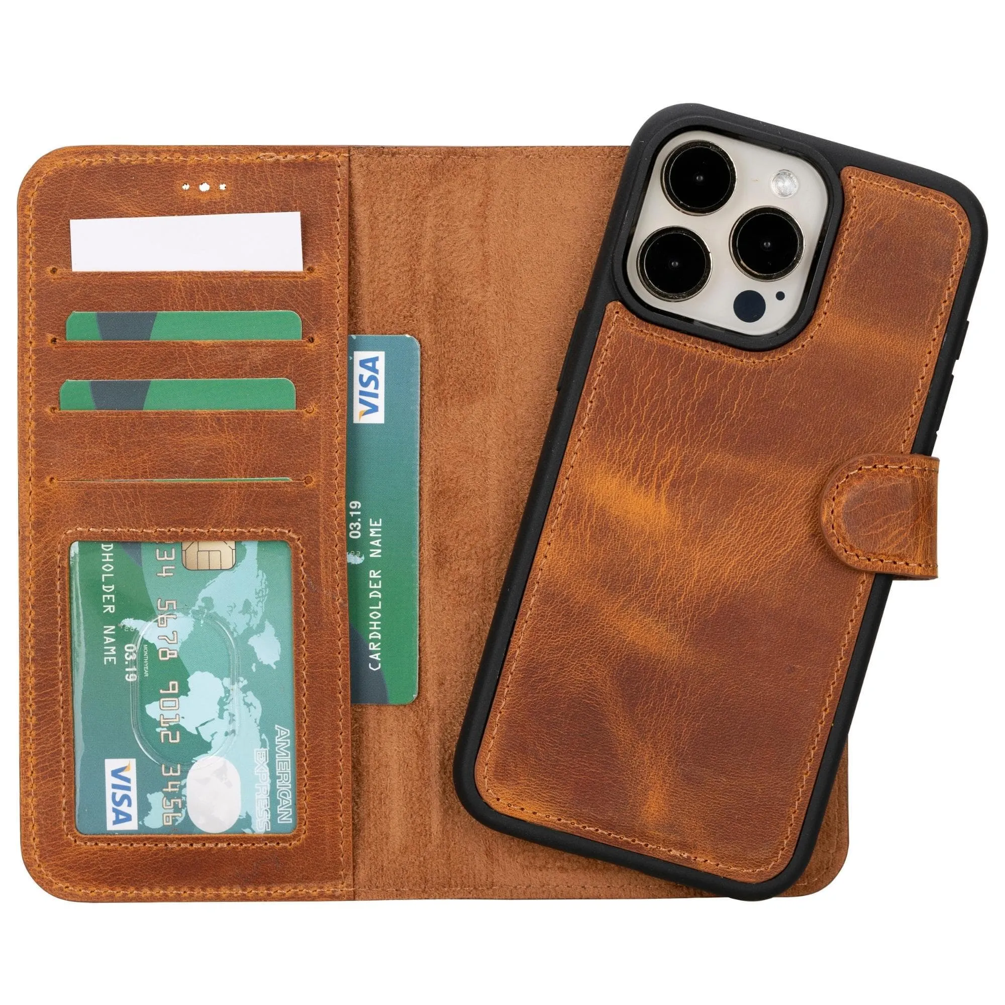 iPhone 15 Series Detachable Leather Wallet Case