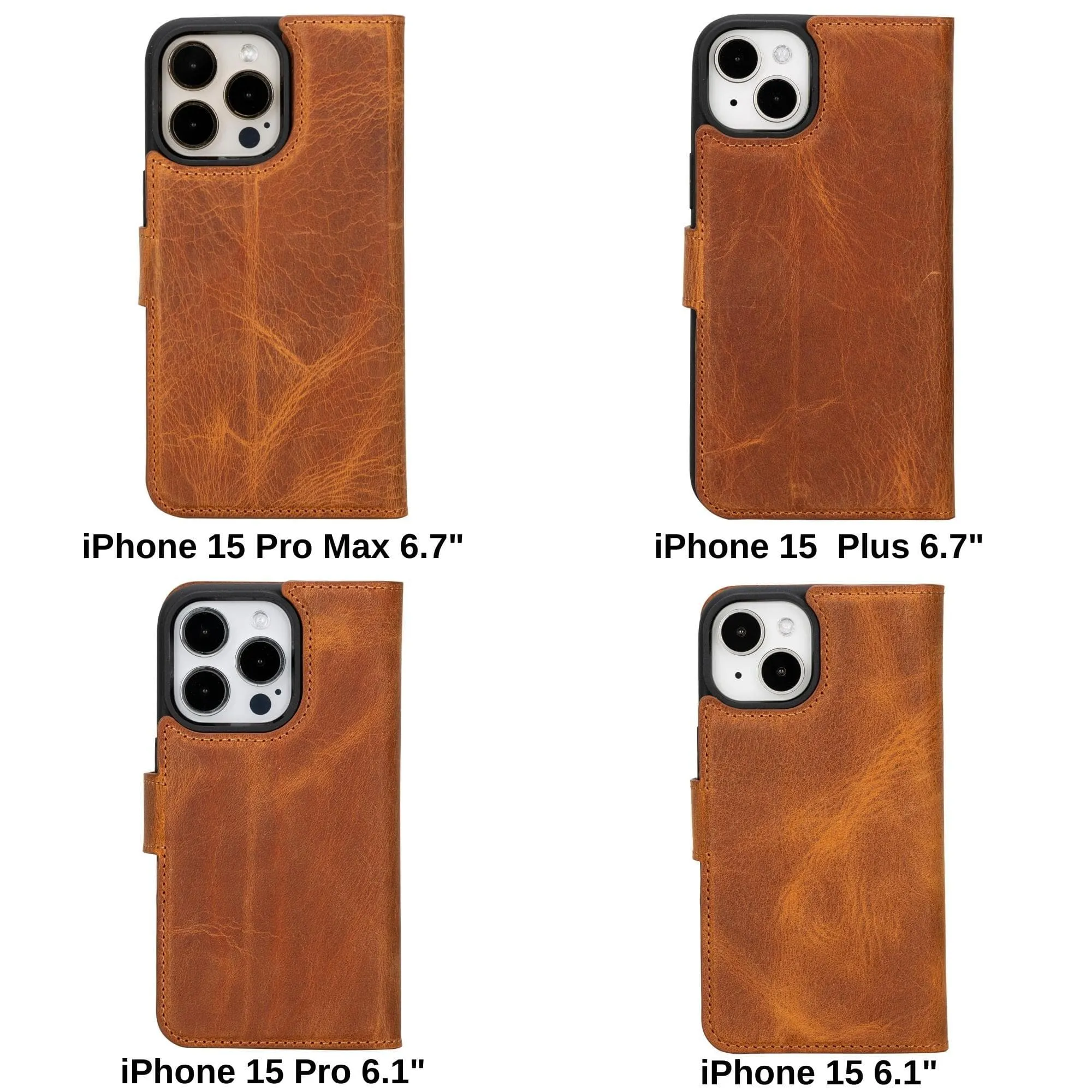 iPhone 15 Series Detachable Leather Wallet Case