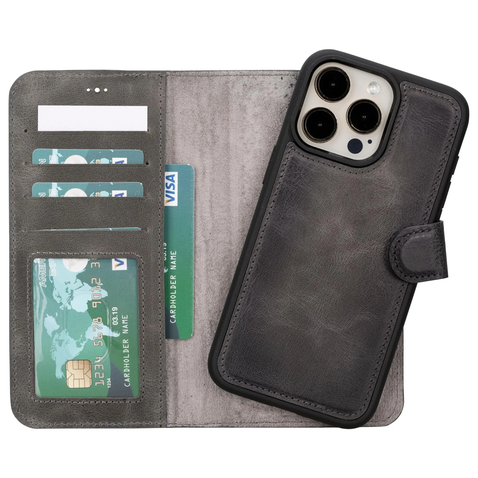 iPhone 15 Series Detachable Leather Wallet Case