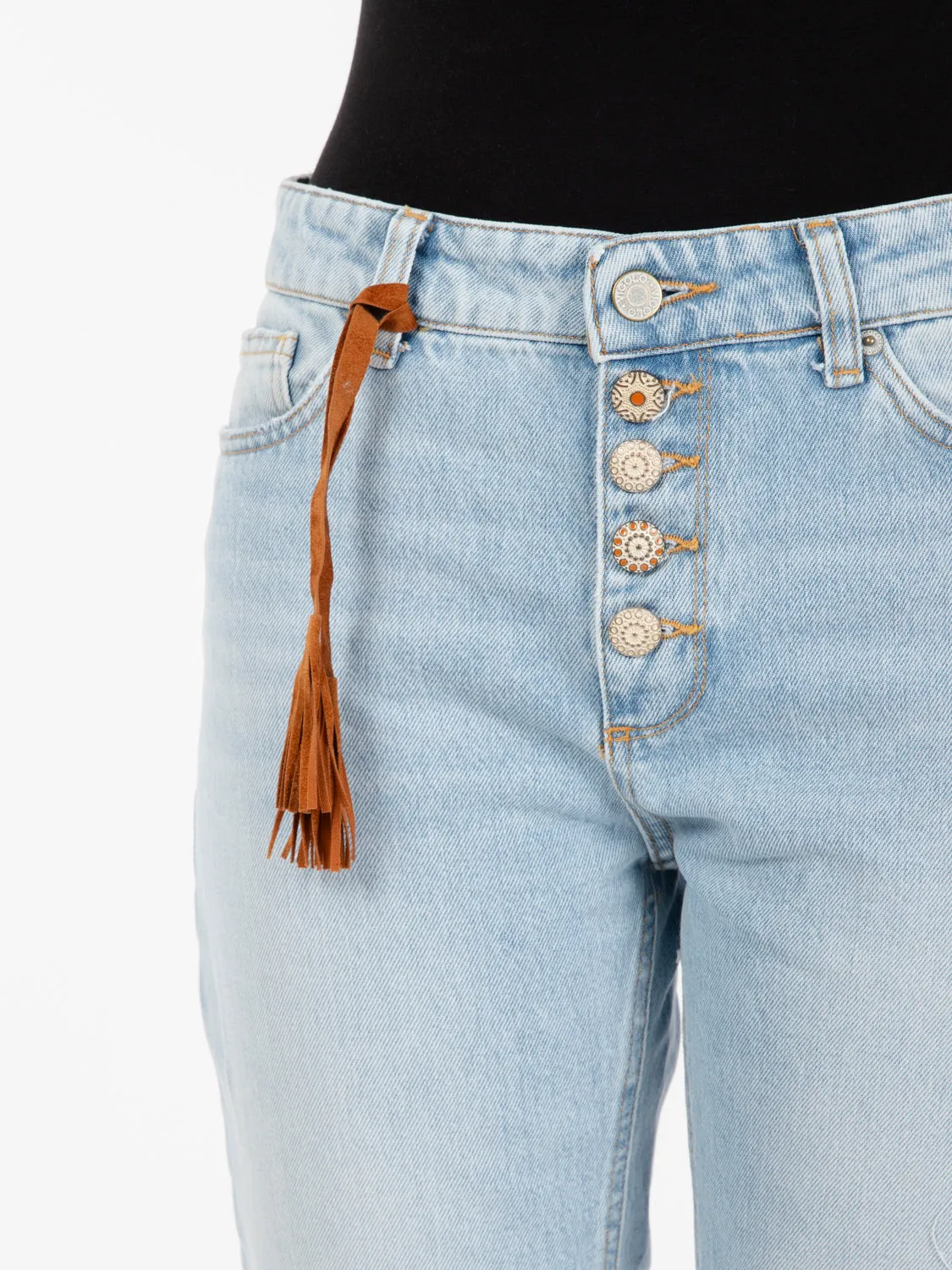 Jeans Piper dettaglio bottoni denim chiaro