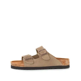 Ladies Hibiscus Stone Suede Strap Cork Sandal