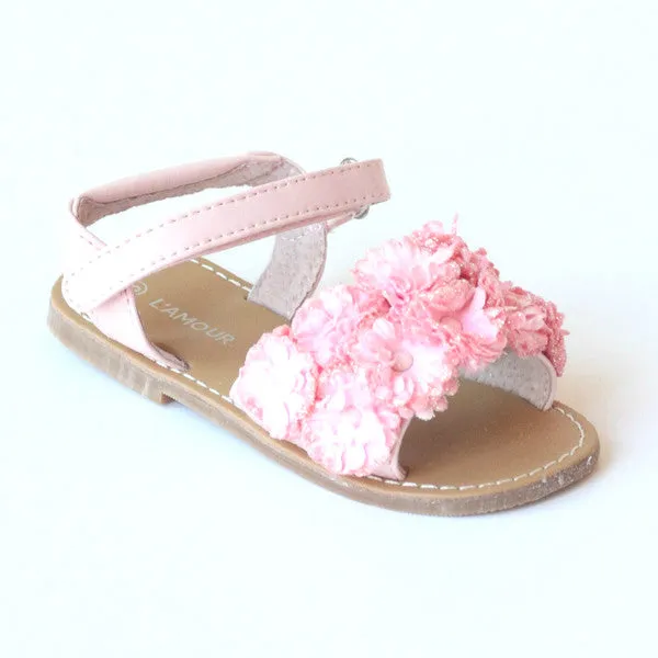 L'Amour Girls Bed of Rosettes Sandal