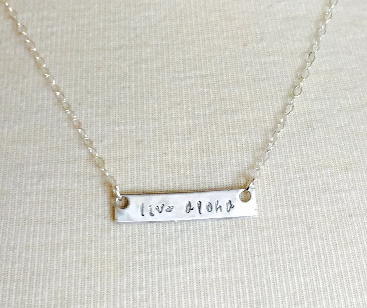 Live Aloha Necklace, Sterling Bar Necklace, Name Necklace, Monogram Necklace, Mothers Day Necklace