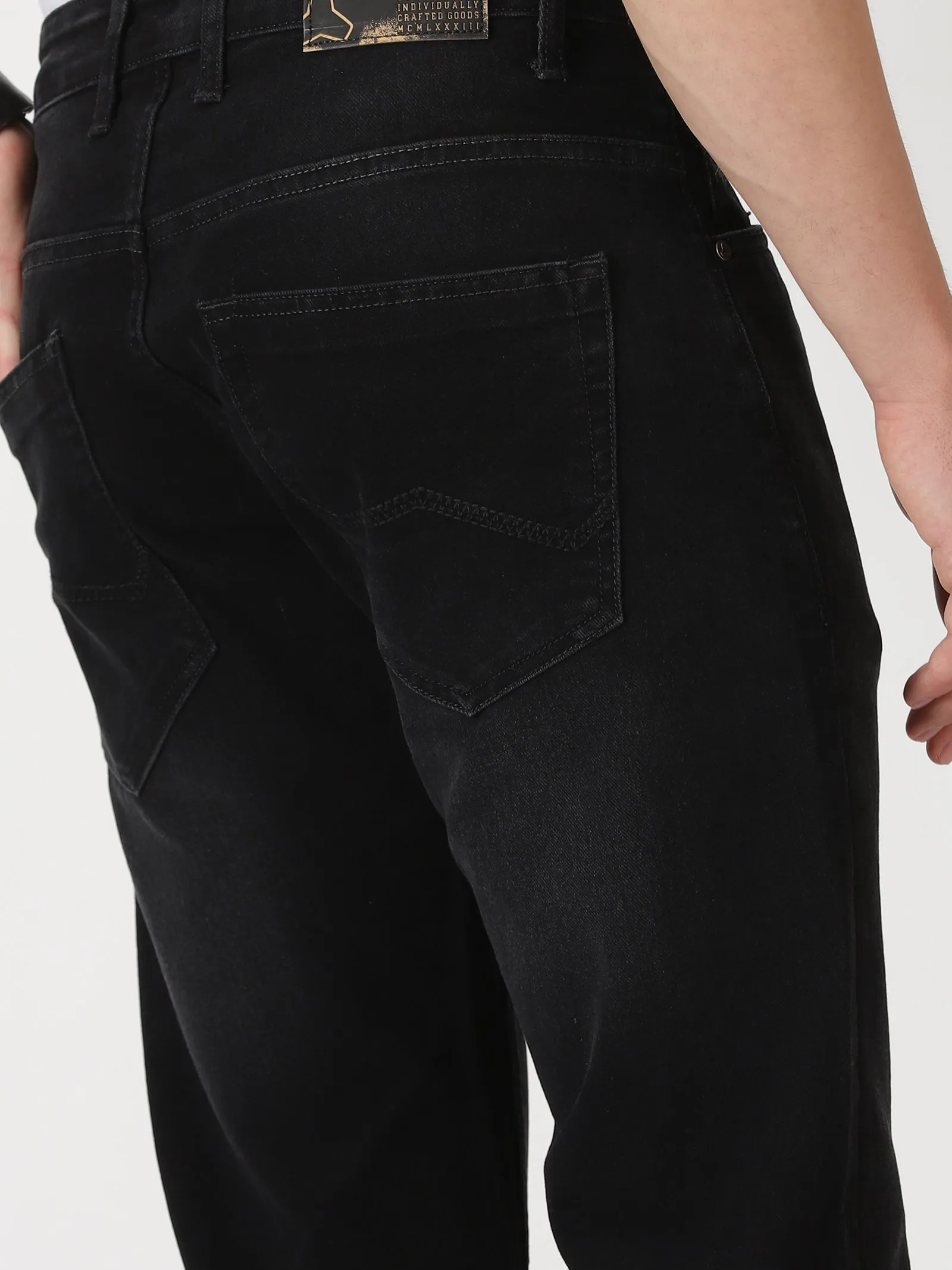 MEN'S BLACK SOLID JASON FIT JEANS