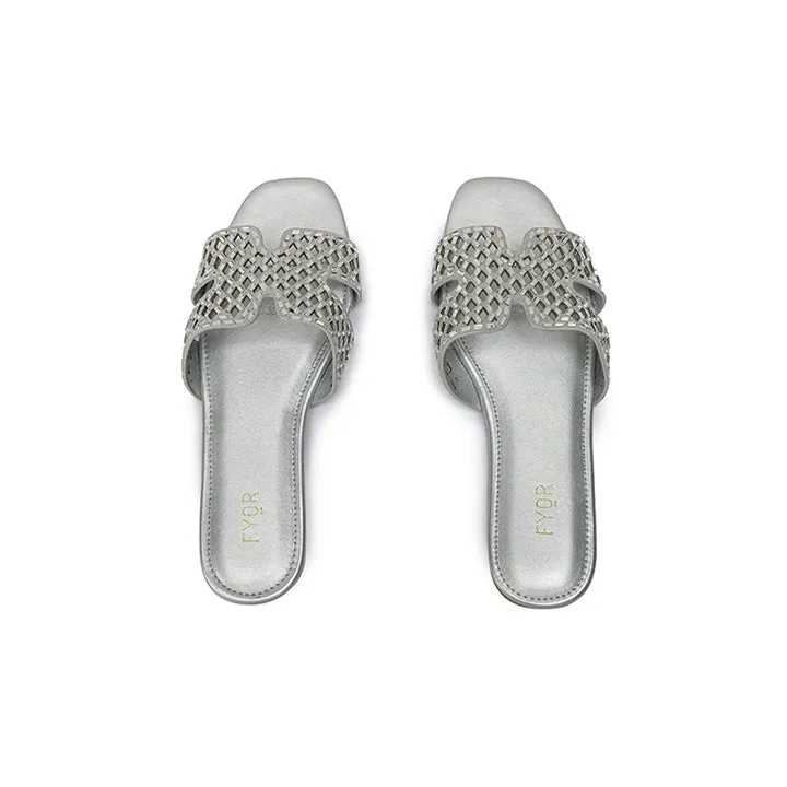 Mirror Embellished Braided Sandal MY 284