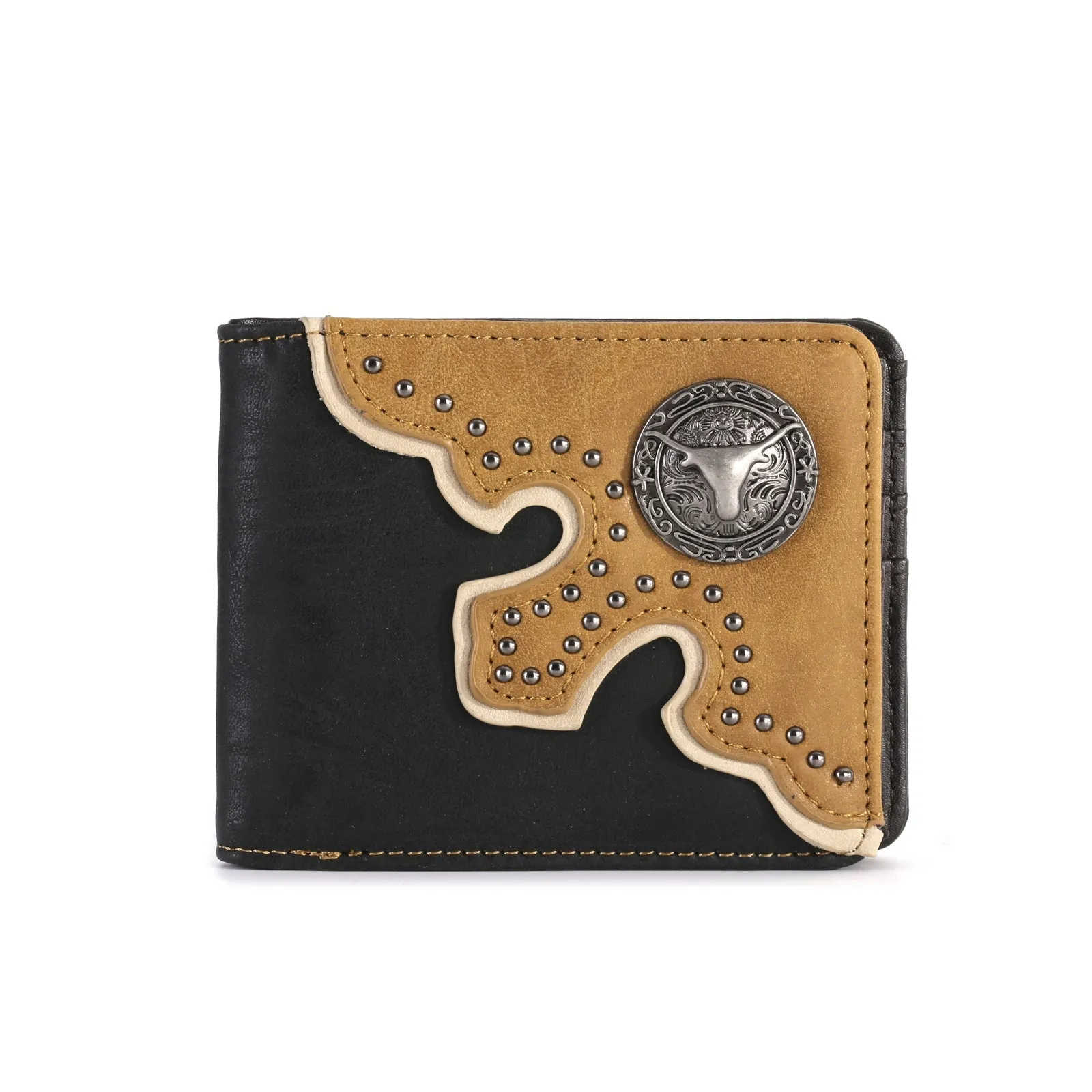 Montana West Color Block Concho Bifold Wallet