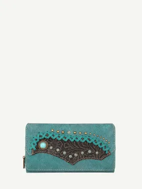 Montana West Criss-cross Stitch Embossed Floral Wallet