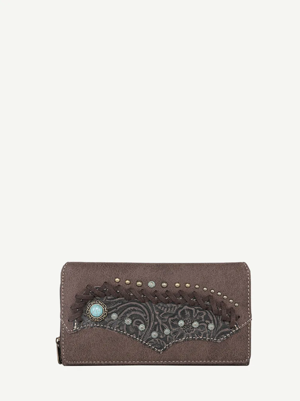 Montana West Criss-cross Stitch Embossed Floral Wallet