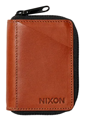 Orbit Zip Card Leather Wallet - Saddle