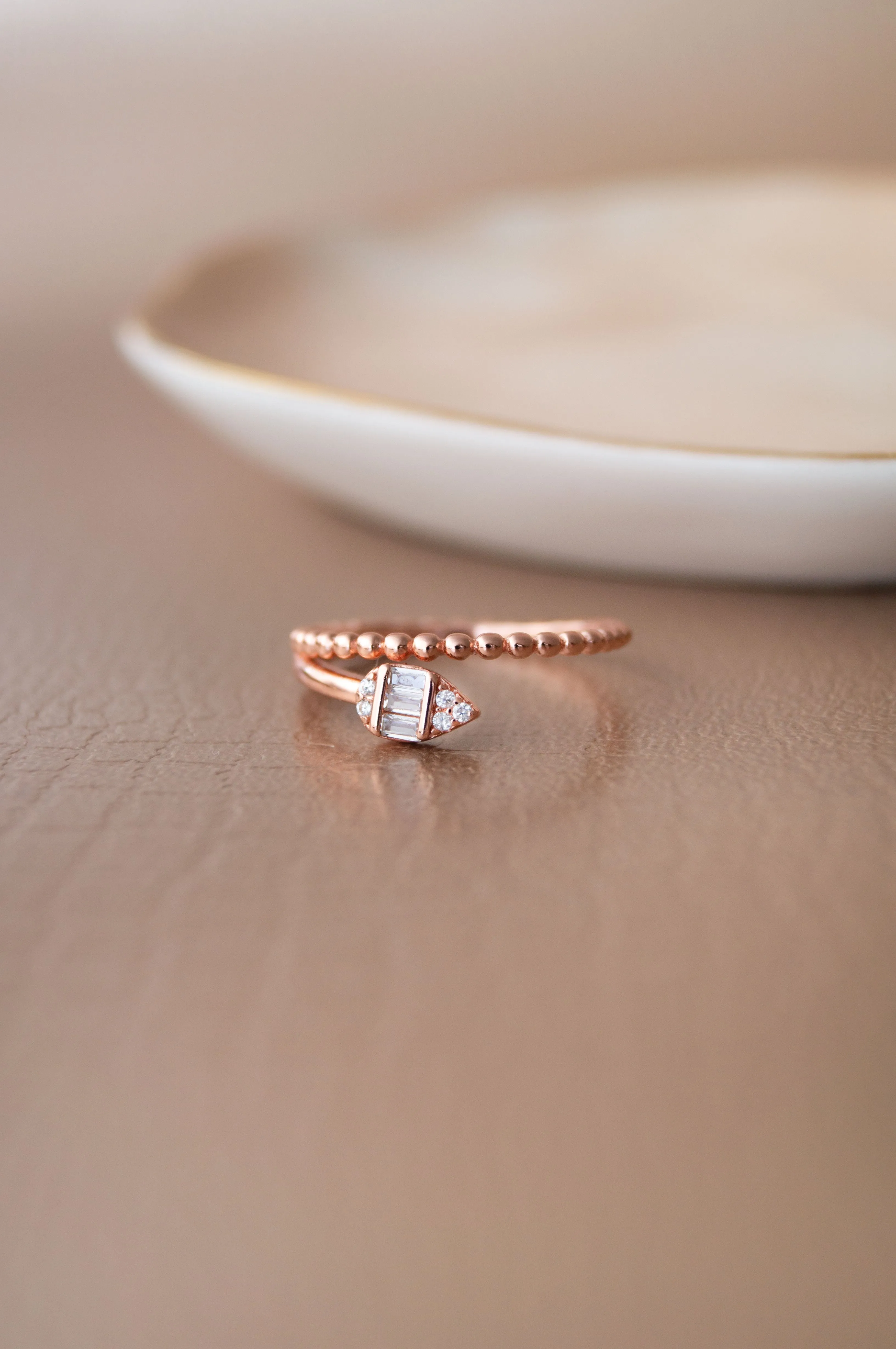 Ornate Glam Rose Gold Plated Sterling Silver Rings