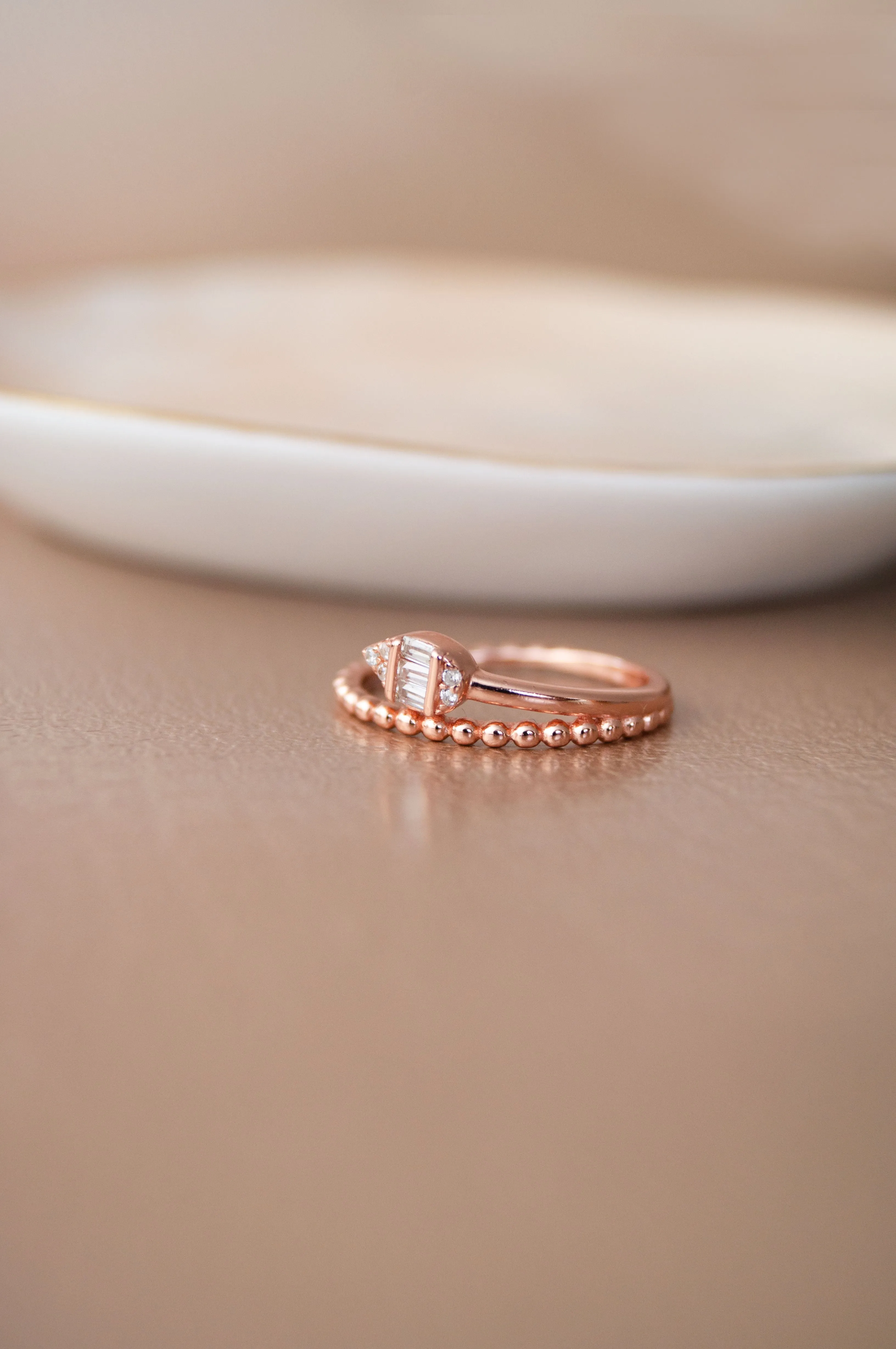 Ornate Glam Rose Gold Plated Sterling Silver Rings